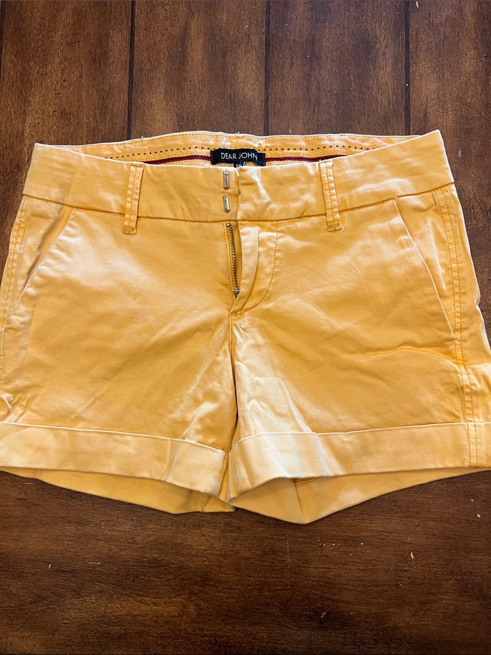 Dear John Yellow Cuffed Flat-Front Shorts